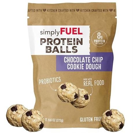 SimplyFUEL Whole Food Protein Balls with Probiotics - Chocolate Chip Cookie