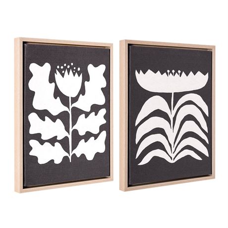 Beautiful Framed Graphic Flower Wall Decor, Set of 2 by Drew Barrymore 13.5" X