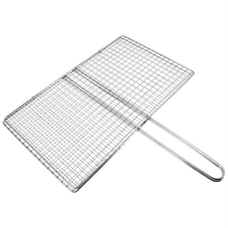 Yardwe Fish Grilling Basket Stainless Steel Barbecue BBQ Grill Basket Wire Net