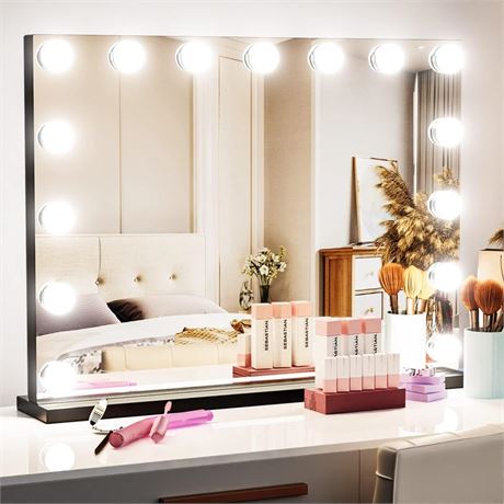 Vanity Mirror with Lights, 15 Dimmable LED Bulbs Large Hollyhood Makeup Mirror,