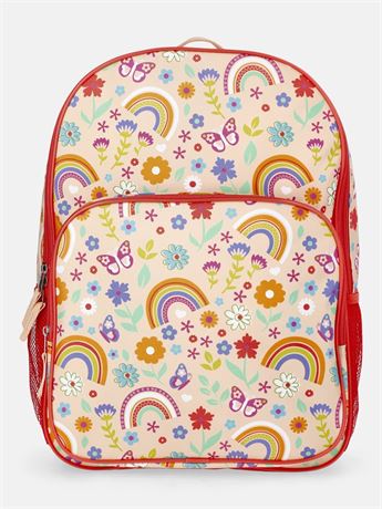 Wonder Nation Kids' 17" Rainbow Gardens Backpack, Coral Rose