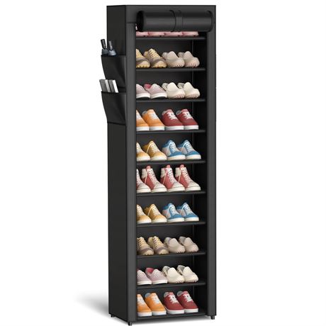 Kitsure Shoe Rack - 10-Tier Large Capacity Shoe Organizer Shelf with Dust Cover