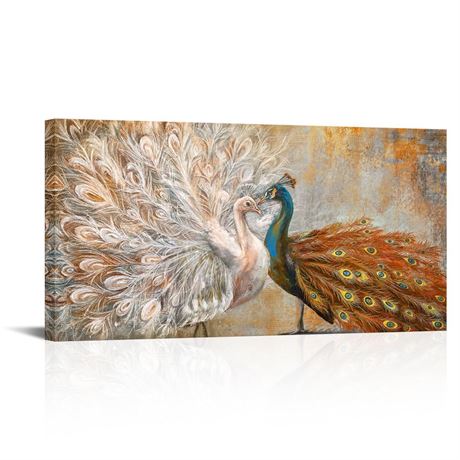 Saypeacher Large Peacock Canvas Wall Art Peacock Feather Painting Pictures