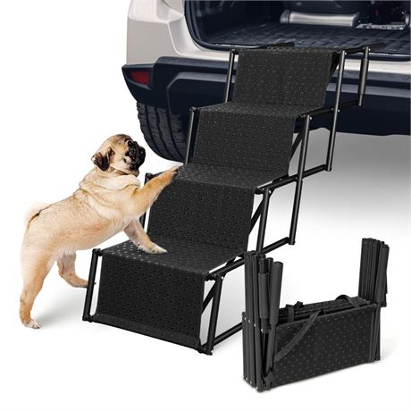 Foldable Dog Stairs for Large Dogs - Portable Dog Car Ramp with Nonslip Surface