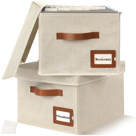 Storage Standard 2-Pack File Organizer Box with Lid - Collapsible Hanging Linen