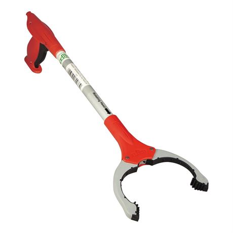 Nifty Nabber Extension Arm with Claw, 18", Aluminum/red