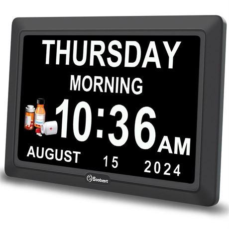 Soobest Digital Dementia Alarm Clock Large Display for Seniors, Plug in