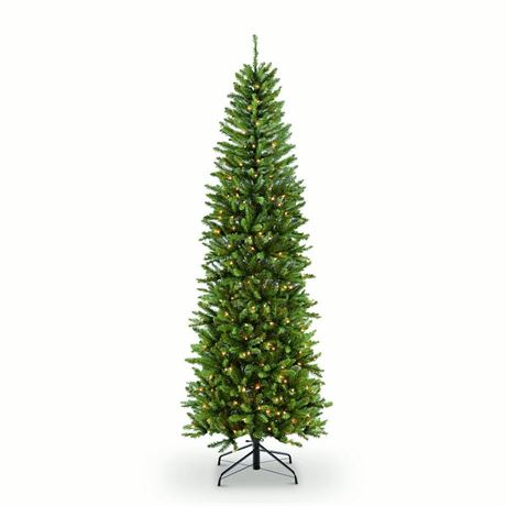 Puleo International 6.5 Ft. Pre-lit Fraser Fir Pencil Artificial Christmas Tree