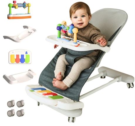 CuddoBaby Baby Bouncer 4-in-1 on Wheels, Detachable Pianos, Feeding Tray,
