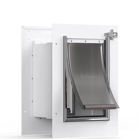 Baboni Pet Door for Wall, Steel Frame and Telescoping Tunnel, Aluminum Lock,
