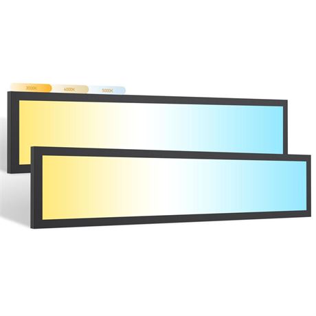 2 Pack 4FT LED Flat Panel Light Surface Mount - Black 4400LM 40W 120V