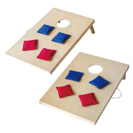 Cornhole Wooden, Stick & Slide, 10 Pieces, 2 Boards, 8 Bean Bags, Family Games,