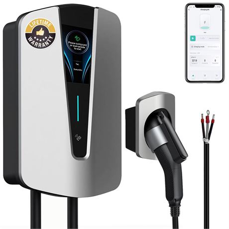 Level 2 Electric Vehicle Charger,48Amp/240V, 25ft Cable Indoor/Outdoor J1772 EV