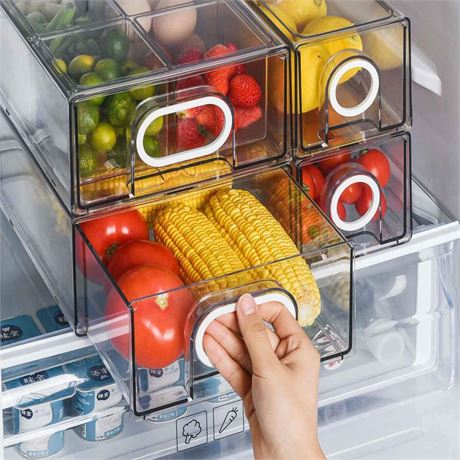 Refrigerator Organizers And Storage Stackable Storage Drawers, Large Heavy Duty