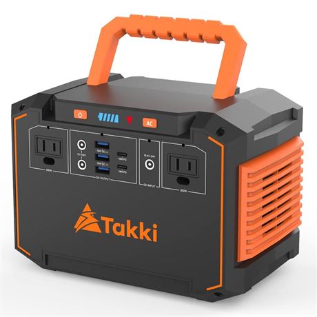 Takki 300W Portable Power Station, Camping Solar Generator with Peak 350W 110V