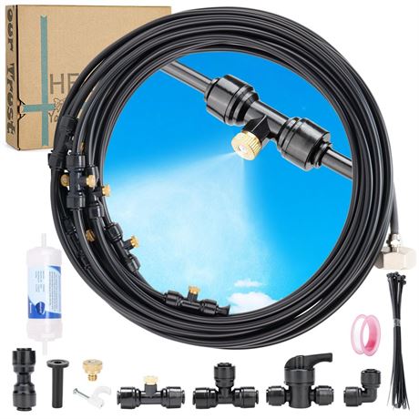 Misters for Outside Patio, 59ft Misting Line + Filter + 23 Brass Misting