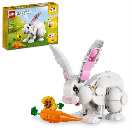 LEGO Creator 3 in 1 White Rabbit Animal Toy Building Set, STEM Toy for Kids 8+,