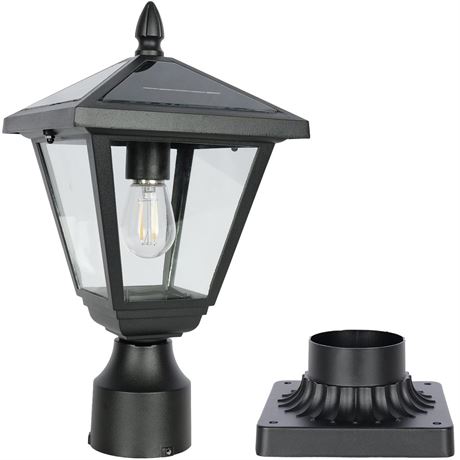 Solar Post Lamp Lights, Metal and Glass Built Dusk to Dawn Solar Post Lights