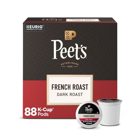 (4 Pack) Peet's Coffee French Roast Single Serve Pods, Premium Dark Roast, 22