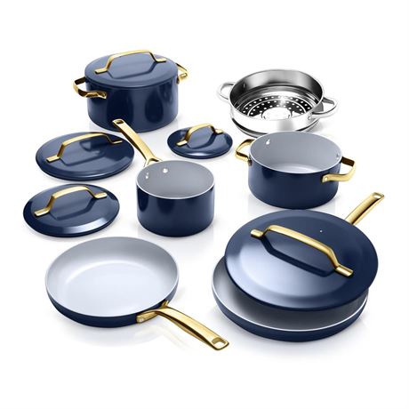 Gotham Steel Modern 11 Pc Ceramic Pots and Pans Set Non Stick, Kitchen Cookware