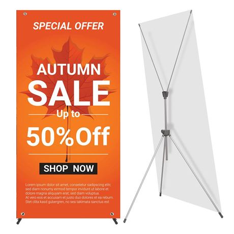 Adjustable Reinforced X Banner Stand, Fit Banner Size 23 x 63 to 32 x 78 Inches