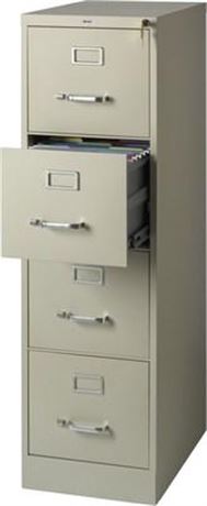 Quill Brand 4-Drawer Vertical File Cabinet, Locking, Letter, Putty/Beige, 22D