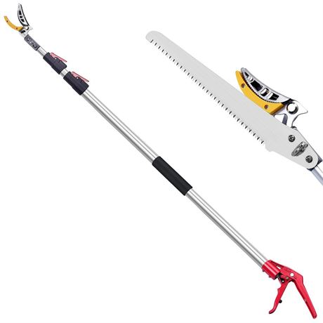 FLORA GUARD 4.6-10ft Extendable Tree Pruner，Cut and Hold Pruning Trimmer - Long