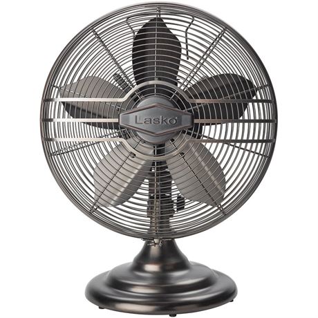 Lasko 12" 3-Speed Oscillating Classic Metal Table Fan with Tilt-Back, R12210,