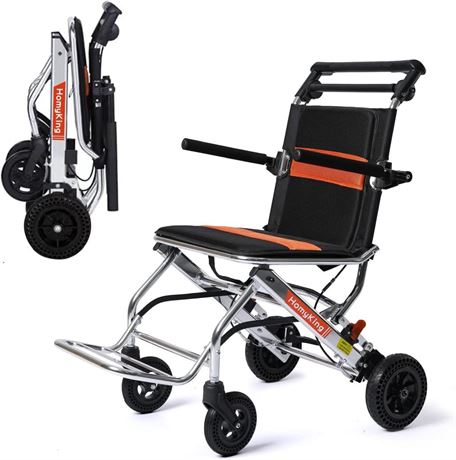 Ultra-Light Wheelchair Folding Portable Boarding Travelling Wheelchair with