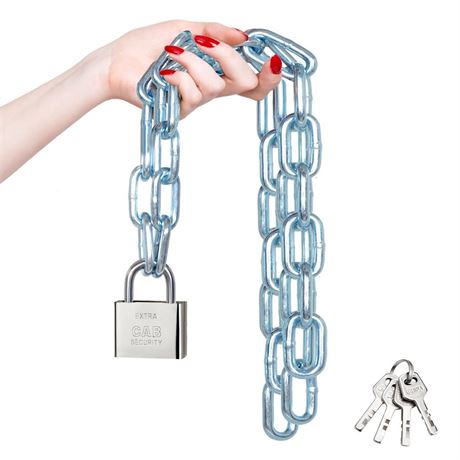 Security Chain and Lock - 39 Inch Heavy Duty 8mm Galvanized Anti-Rust and