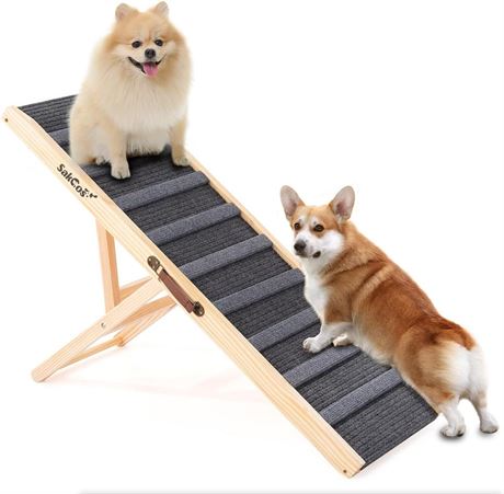 Sakgos Dog Ramp For Bed Wooden Dog Ramps For High Beds Adjustable Dog Ramp For