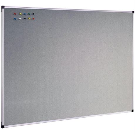 XBoard Large Grey Fabric Bulletin Board, 48 x 36 inch, Wall Mounted Fabric