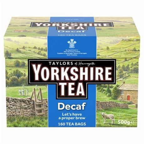 Yorkshire Tea Decaf 160 Tea Bags 500g, Imported from Britain
