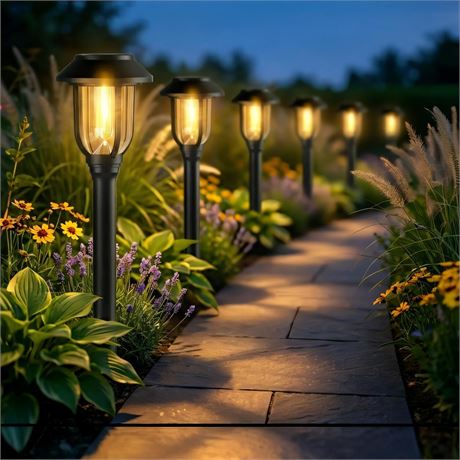 Solar Pathway Lights Outdoor 8 Pack, Warm White Solar Path Lights, Waterproof