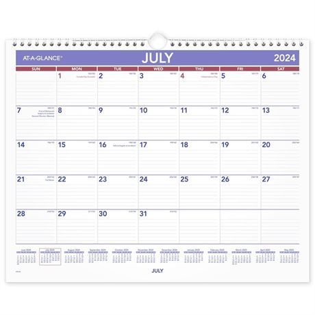 2024-2025 AT-A-GLANCE® Academic Medium Monthly Wall Calendar, 15" x 12",