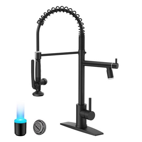 FORIOUS Black Kitchen Faucets, Commercial Kitchen Sink Faucet with Sprayer High