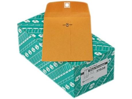 Quality Park Gummed Kraft Clasp Envelopes - Clasp - 5 W X 7 1by2  L- 28 Lb -