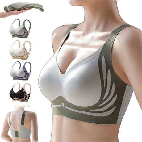 Powerful Push-Up Seamless Bra, Super Gather Bra Wireless Push-Up Bras (cream in