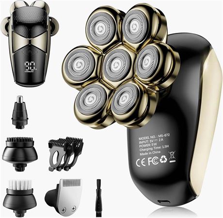 Detachable Head Shavers, SHPAVVER 5 in 1 Electric Razor IPX7 Waterproof for