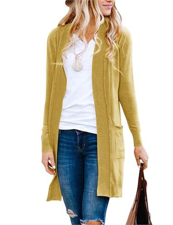 MEROKEETY Women's 2024 Fall Long Sleeve Basic Knit Cardigan Ribbed Open Front