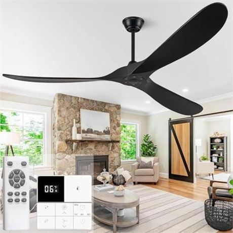 Eliora 72 Inch Ceiling Fan With Remote And Wall Switch,Large Wood Ceiling Fan