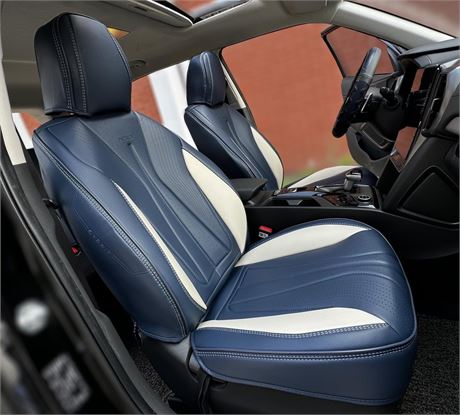 PINCTROT Car Seat Covers Front Set, Breathable Soft Pebbled Leather, Luxury