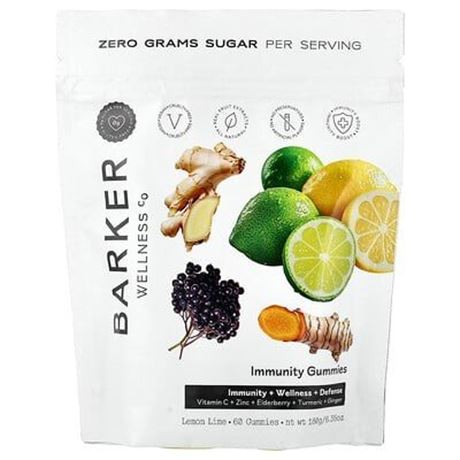 Barker Wellness Co Immunity Dietary Supplement Gummies - Lemon Lime - 60ct