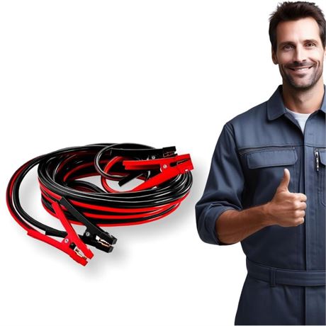 Viking 30 ft., 1 Gauge Heavy Duty Jumper Cables with Storage Case -