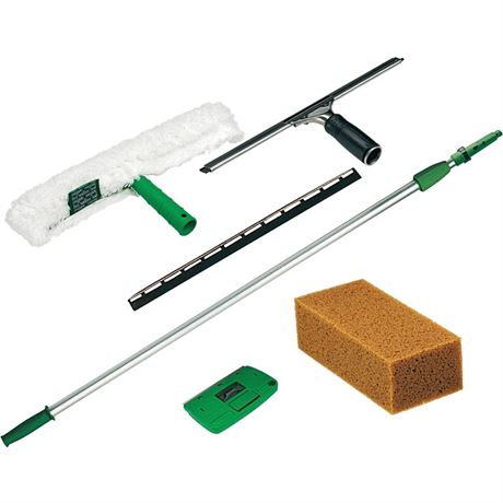 Unger PWK00 Pro Window Cleaning Kit W/8-ft. Pole  Scrubber  Squeegee  Scraper