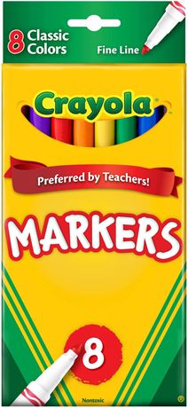 16 Pack CRAYOLA LLC FORMERLY BINNEY & SMITH ORIGINAL DRAWING MARKERS 8 COLOR, +