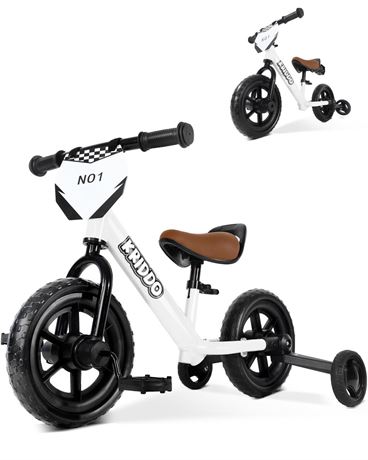 KRIDDO 2-in-1 Kids Tricycle and Toddler Balance Bike 2 Year Old, Detachable