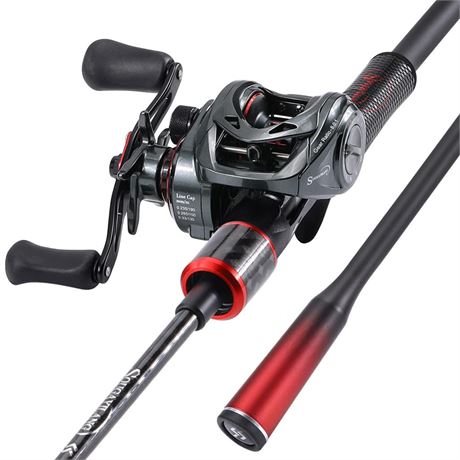 Sougayilang Baitcasting Fishing Rod and Reel Combo, Medium 6'/7' Low Profile