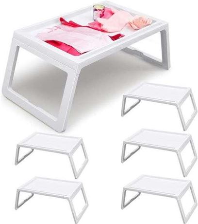 4 Pack Breakfast In Bed Tray Folding Table Plastic Lap Trays Folding Legs With