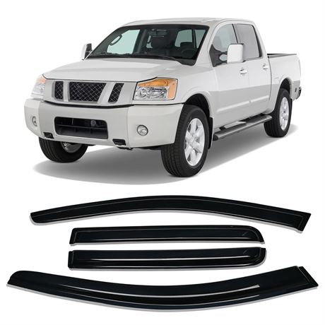 Tape-On Side Rain Guards Suitable for 2017-2023 Nissan Titan & 2016-2023 Nissan